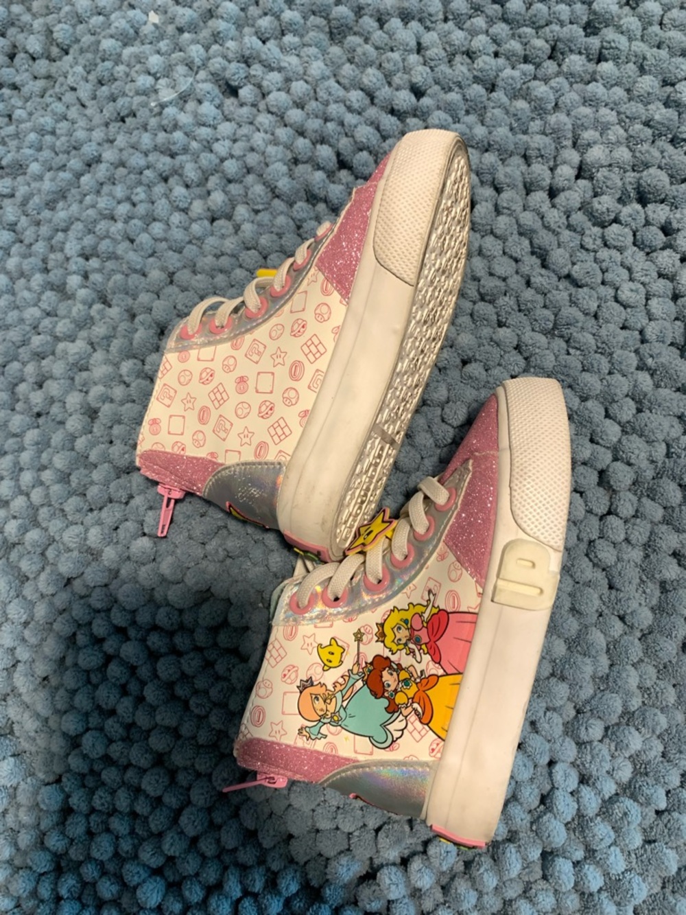 Kids Glitter High-Top Sneakers with Star Charm - Pink - Picture 2 of 5